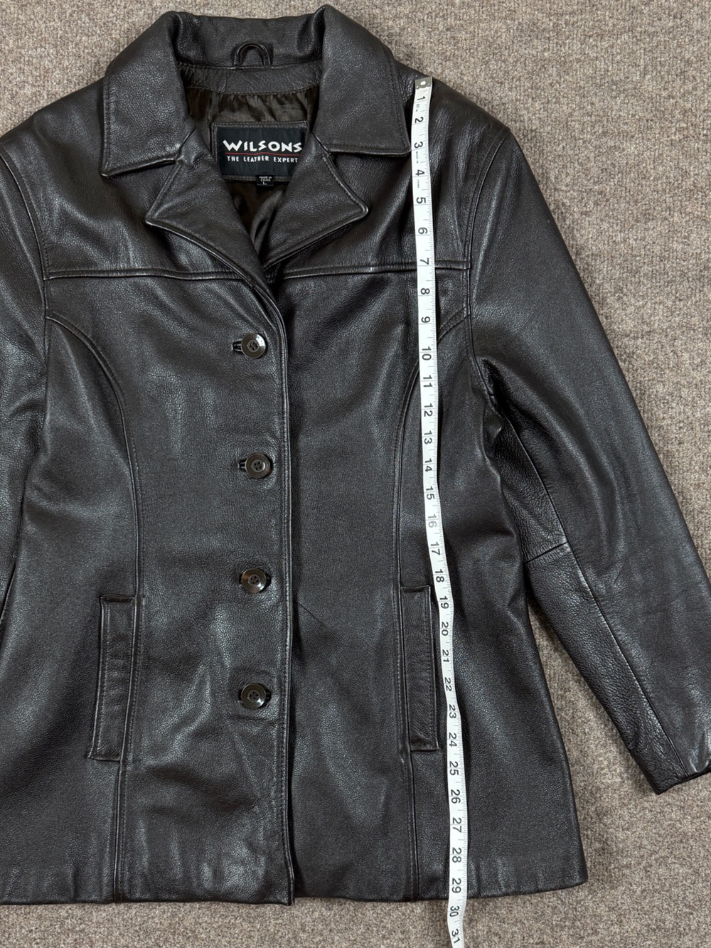 Vintage Wilsons Brown Leather Button Front Blazer Jacket Women’s Large Y2K 90s - Picture 9 of 10